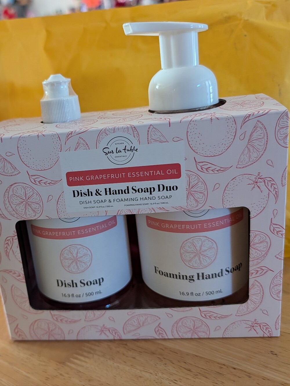 Sur La Table Pink Grapefruit Dish & Foaming Hand Soap Set